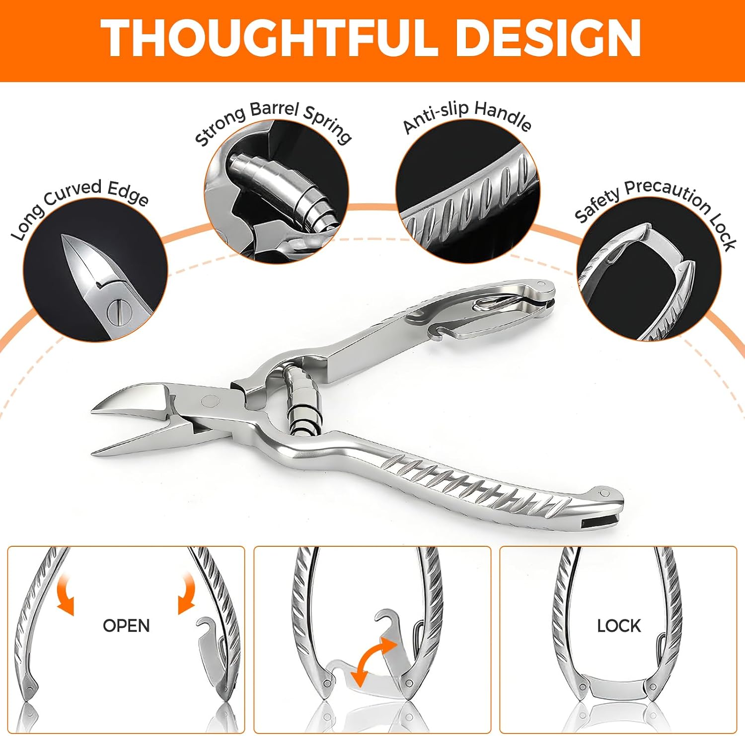 Heavy Duty Podiatrist Toenail Clippers for Thick and Ingrown Toenails, 5.5 inch Stainless Steel Toe Nail Clippers, Thick and Ingrown Toe Nail Clipper, Cutter Trimmer Tool