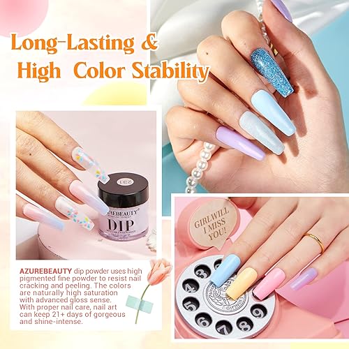 Miniatura 71 de AZUREBEAUTY - Juego de 31 piezas de polvo de inmersión para uñas, 20 colores, morado, azul, purpurina, bandeja de reciclaje de polvo de inmersión