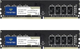 Timetec Premium 32GB KIT(2x16GB) DDR4 2666MHz PC4-21300 Non-ECC Unbuffered 1.2V CL19 2Rx8288 Pin UDIMM Desktop Memory RAM(32GB KIT(2x16GB))