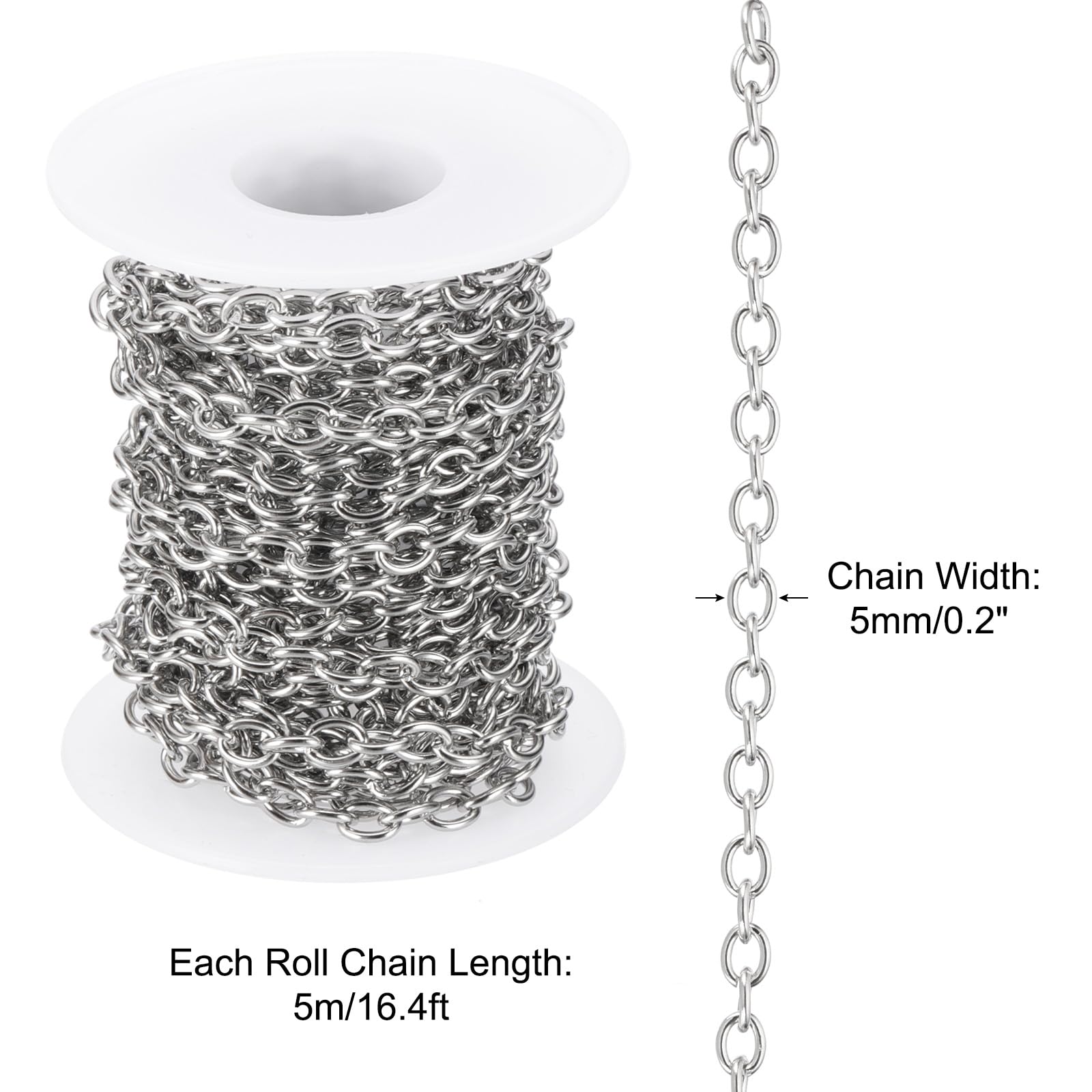 PATIKIL 16.4Ft 304 Stainless Steel Cable Link Chains - Image 2