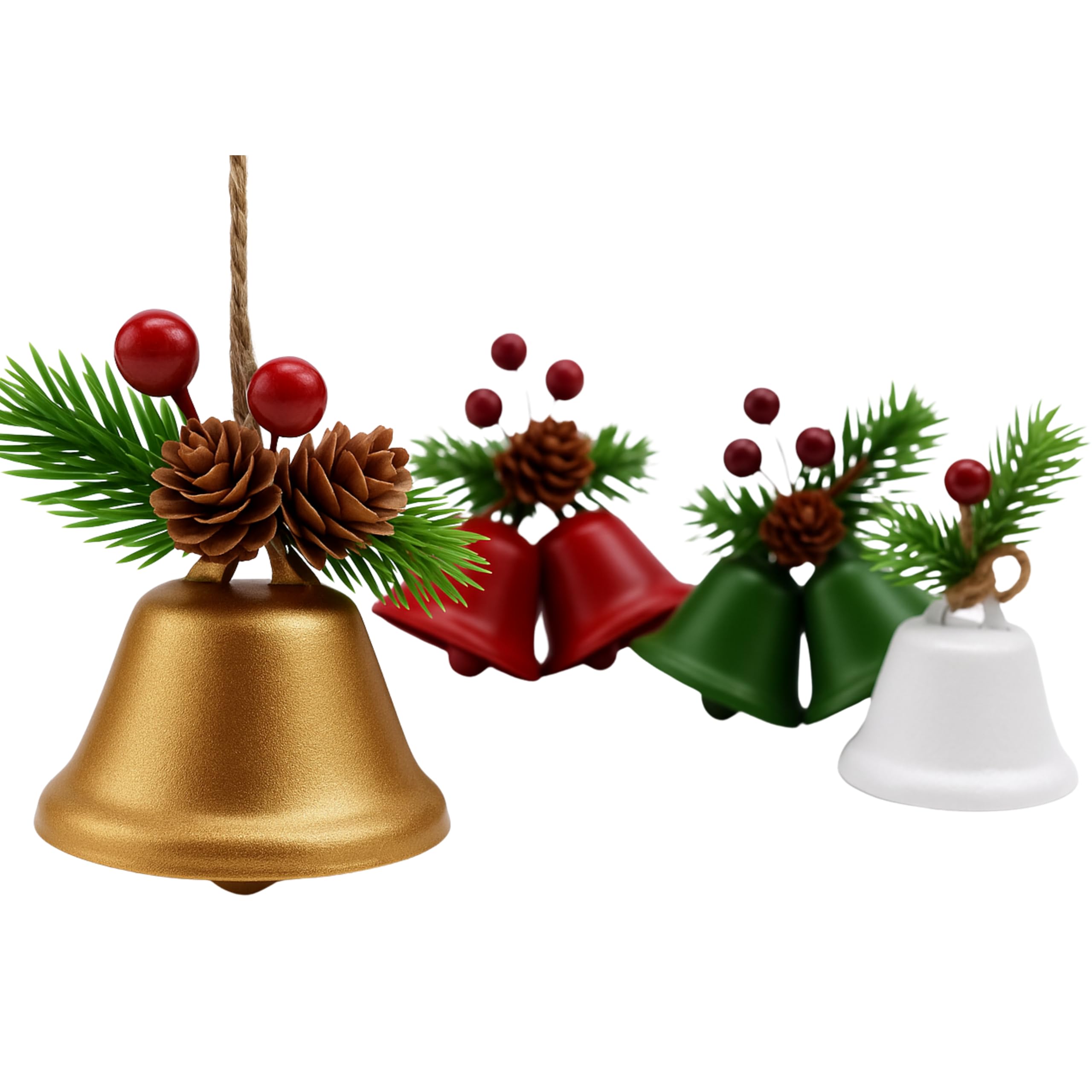 Modovo Modern Living Mdv Set Of 8 Modovo Christmas Bell Ornaments – Metal Pvc-Coated Hanging Bells For Tree, Wreath & Home Décor – Weather-Resistant, Durable, Easy-Hang Festive Bells Set (Set Of 8)