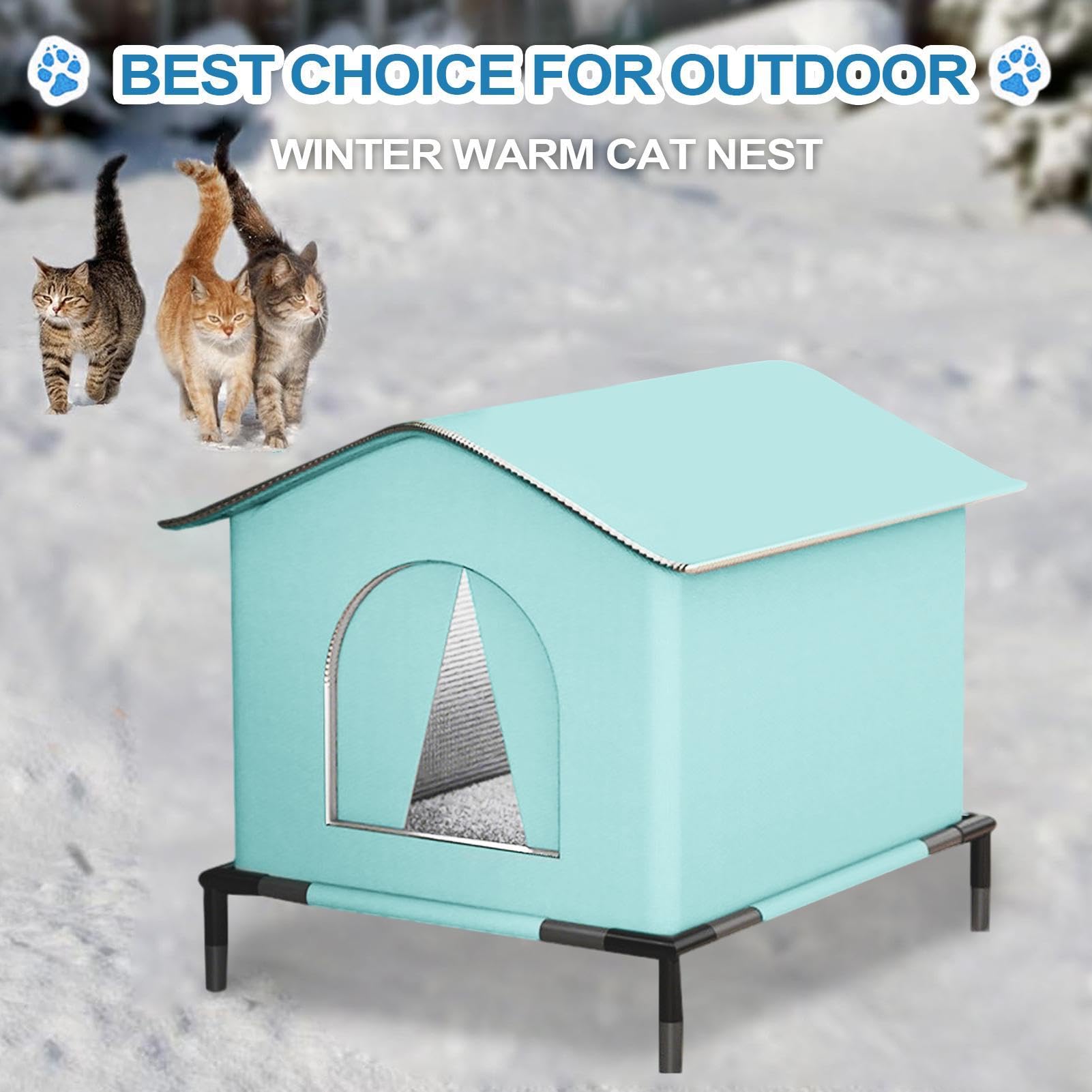 Cuccia Invernale Per Gatti - Tenda Chiusa Di Grandi Dimensioni | Design Antipioggia | Rifugio Per Gatti All'aperto Resistente Freddo, Grotta Resistente All'usura E Ai Morsi, Animali Domestic