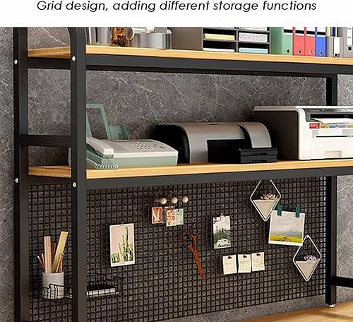 Miniatura 5 de Estantería de escritorio de hierro forjado de 3 niveles, estantería de escritorio para escritorio de computadora, estante de almacenamiento de