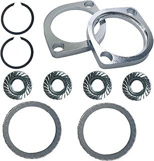 Gasket & Chrome Flange with Nuts & Washers Kit Compatible for Harley-Davidson Big Twin Sportster 883 1200 XL883 XL1200 48 72 1984-2022