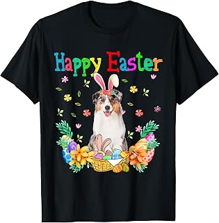 Happy Easter Australian Shepherd Bunny Australian Shepherd T-Shirt