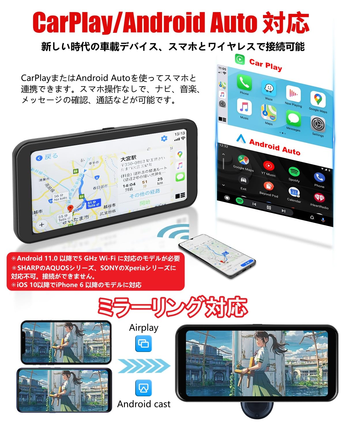 NikoMaku ディスプレイオーディオ　SD-1M Carplay ニコマク SD-1M カーナビ 軽量ポータブルディスプレイ