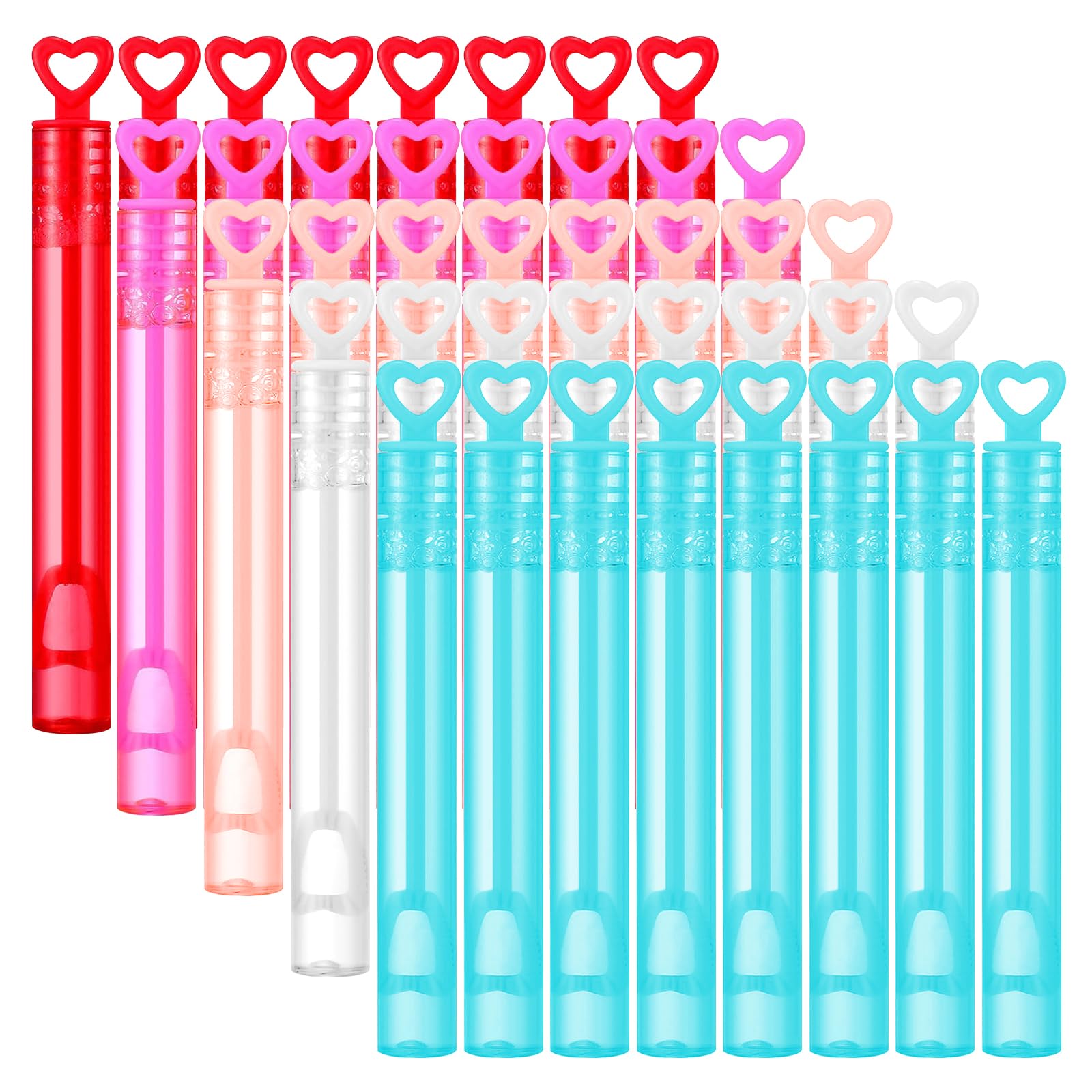 40 Pack Mini Heart Bubbles for Kids, Assorted Colors Small Bubble Wands for Valentine's Day Party Favor for Kids, Wedding Send-Off, Guest Gifts,