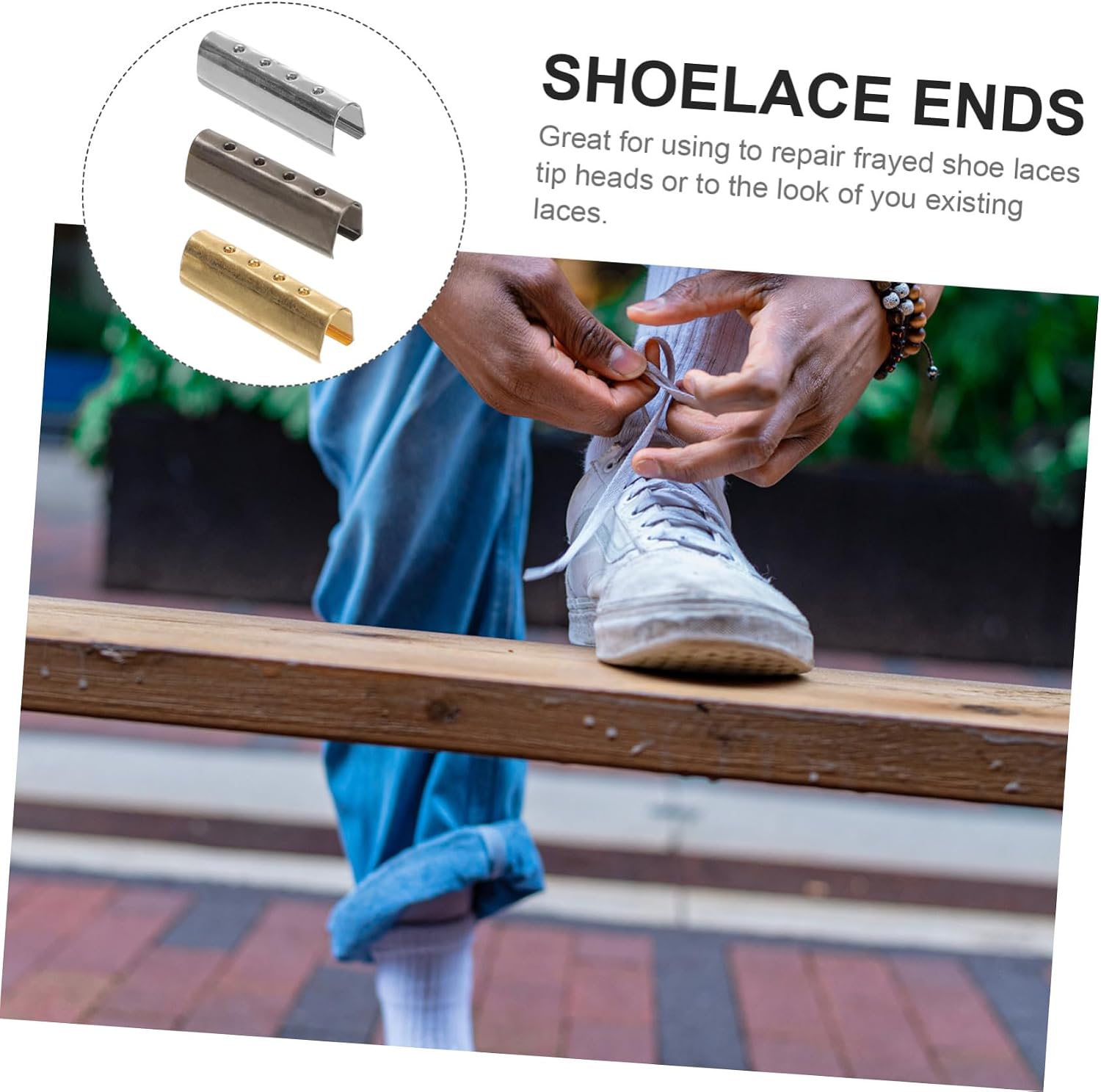 KOMBIUDA 150pcs Durable Metal Shoelace Tips Replacement Ends for Shoes Boots and Sneakers Comes Convenient Shoelace Caps