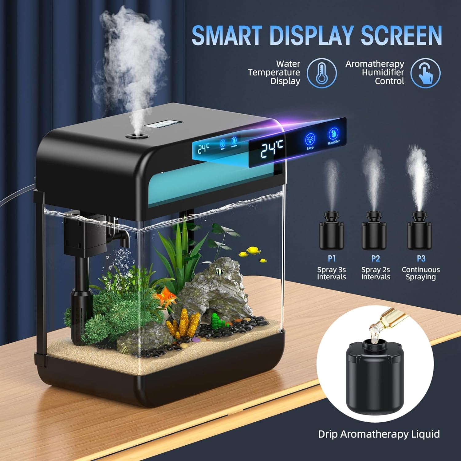 Amazon.com : Fish Tank 2.2 Gallon,Small Fish Tanks Kits,Aquarium