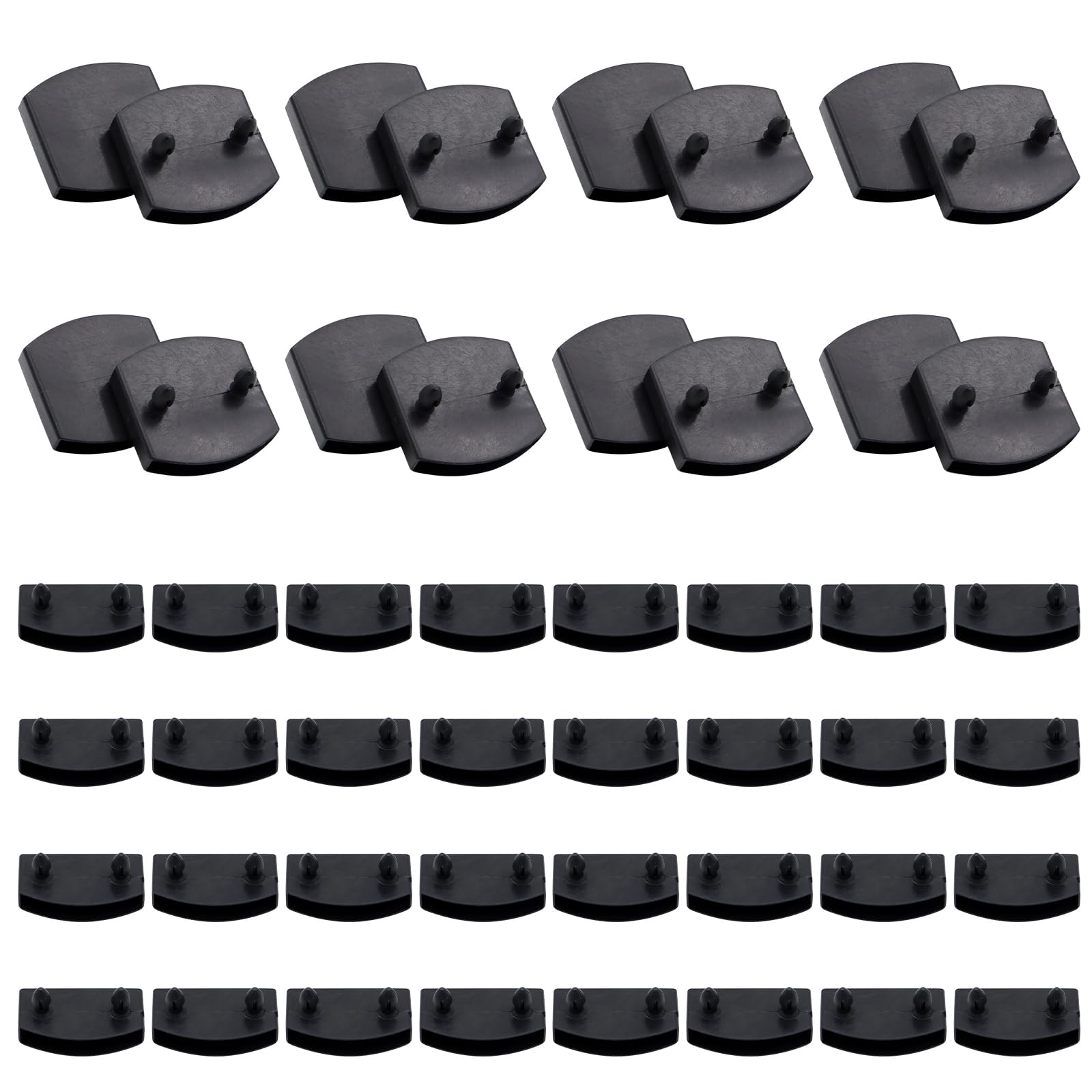 Lot De 36 Capuchons Pour Lattes De Sommier - 24 Pour Côtés, 12 Pour Centre - En Plastique Noir - Dimensions Intérieures 55x9 Mm