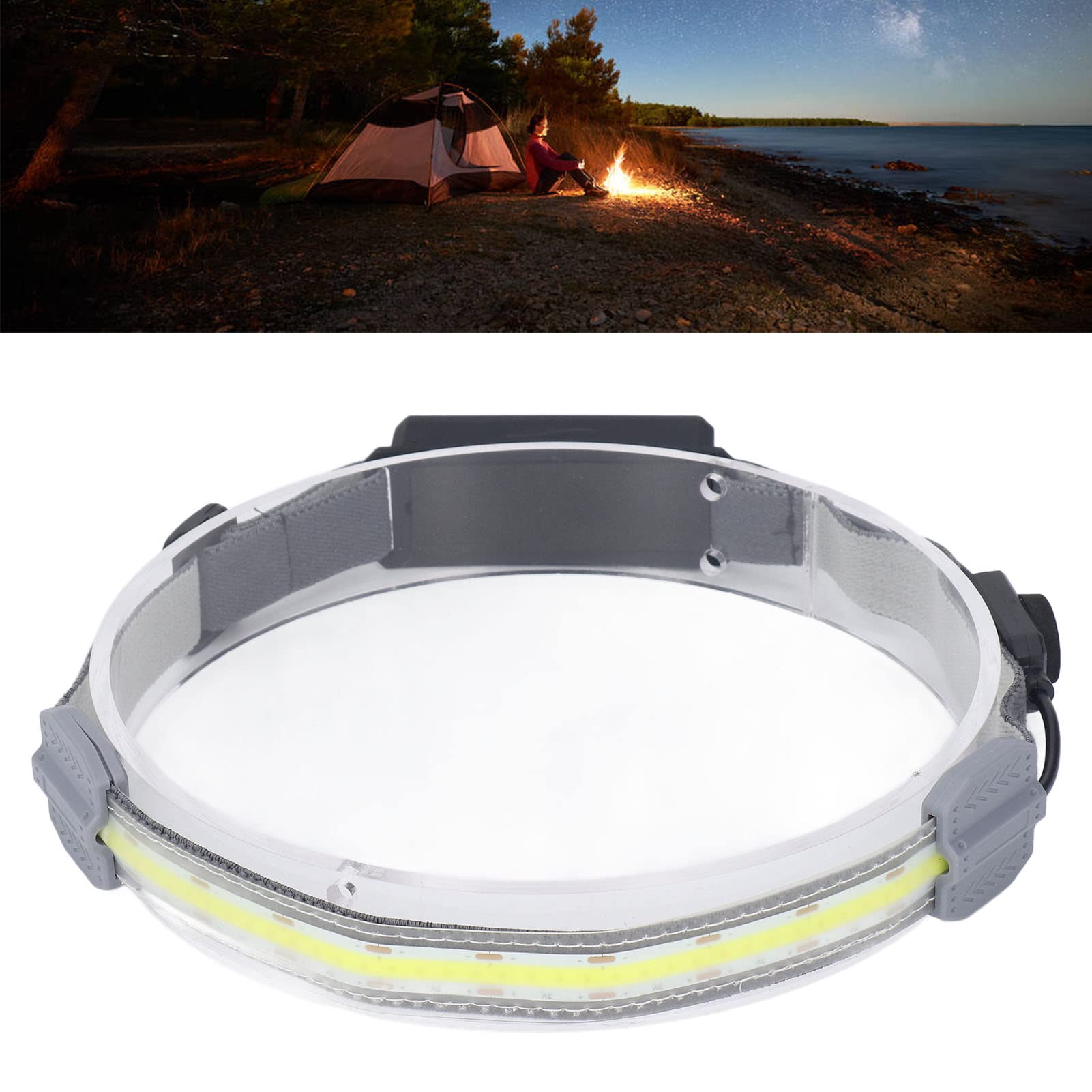 Linterna frontal recargable de 1000 lm, carga USB, linterna frontal LED para pesca, senderismo, camping, ligera, correa ajustable, brillante, portátil, larga duración de la batería