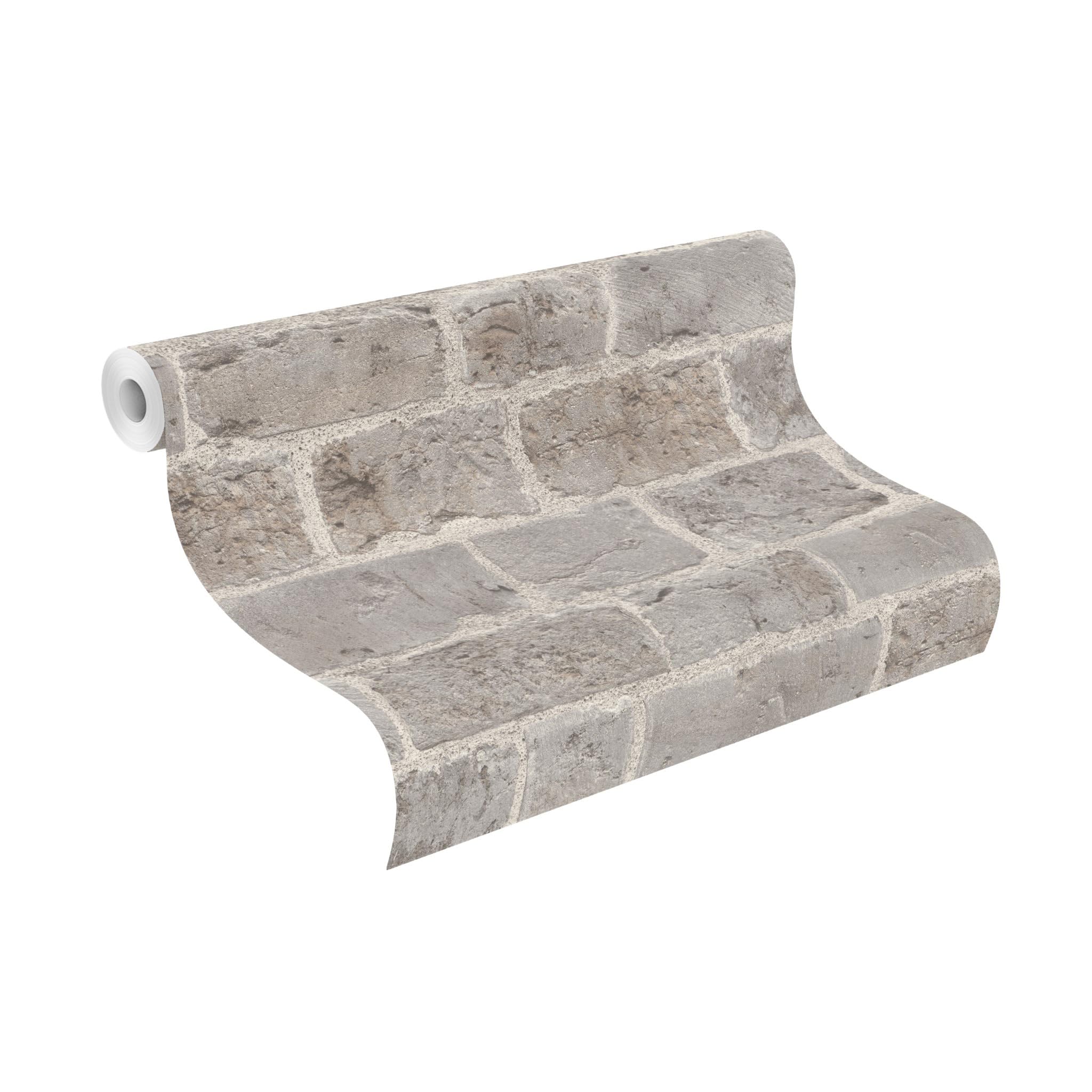 Rasch Papel pintado 865714 con aspecto de piedra, color gris, de la colección Symphony, 10,05 m x 0,53 m (largo x ancho)