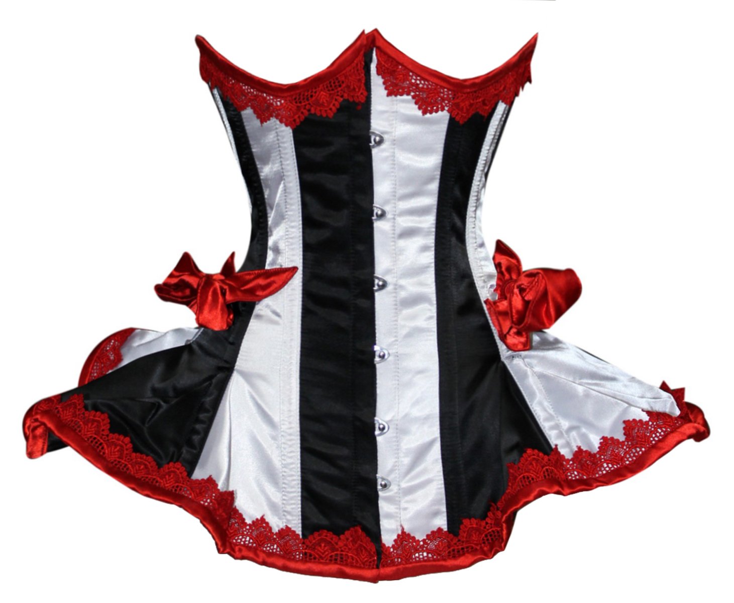 Heavy Duty 22 Double Steel Boned Waist Training Satin Underbust Shaper Corset Frills Style #8408