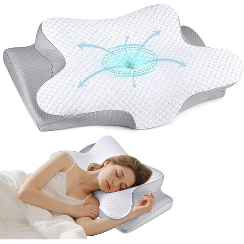 Cervical Neck Pillow for Sleeping - Ergonomic Side Sleeper Pillow for Pain Relief, Contour Cervical Pillow for Neck Support, Orthopedic Memory Foam Pillows Bed Pillow for Side Back Stomach Sleeper
