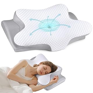 Cervical Neck Pillow for Sleeping - Ergonomic Side Sleeper Pillow for Pain Relief, Contour Cervical Pillow for Neck Support, Orthopedic Memory Foam Pillows Bed Pillow for Side Back Stomach Sleeper - Amazon product rated Grade A