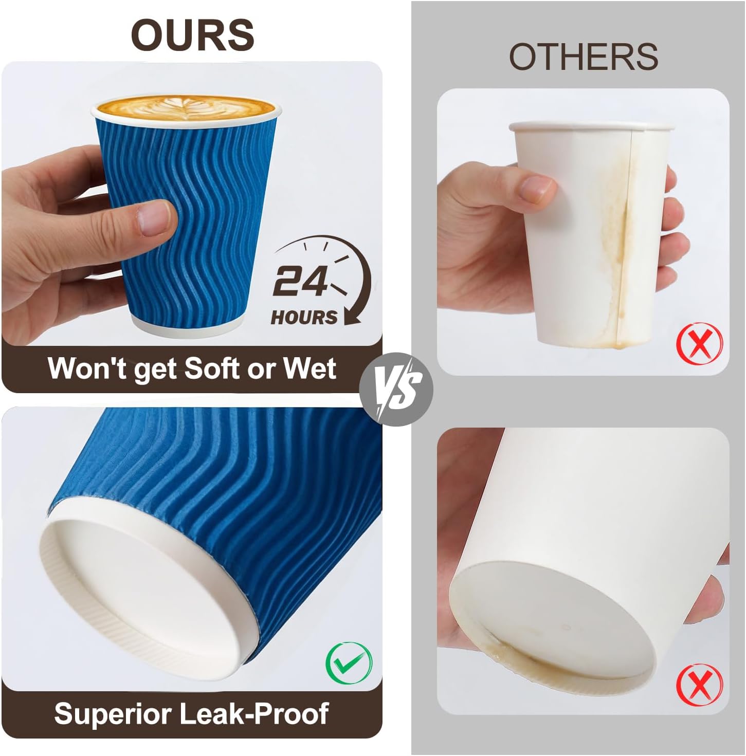 500Pack 12 oz Disposable Coffee Cups with Lids, To Go Paper Cups with Lids, Disposable Hot Cups for Hot and Cold Beverages (Navy