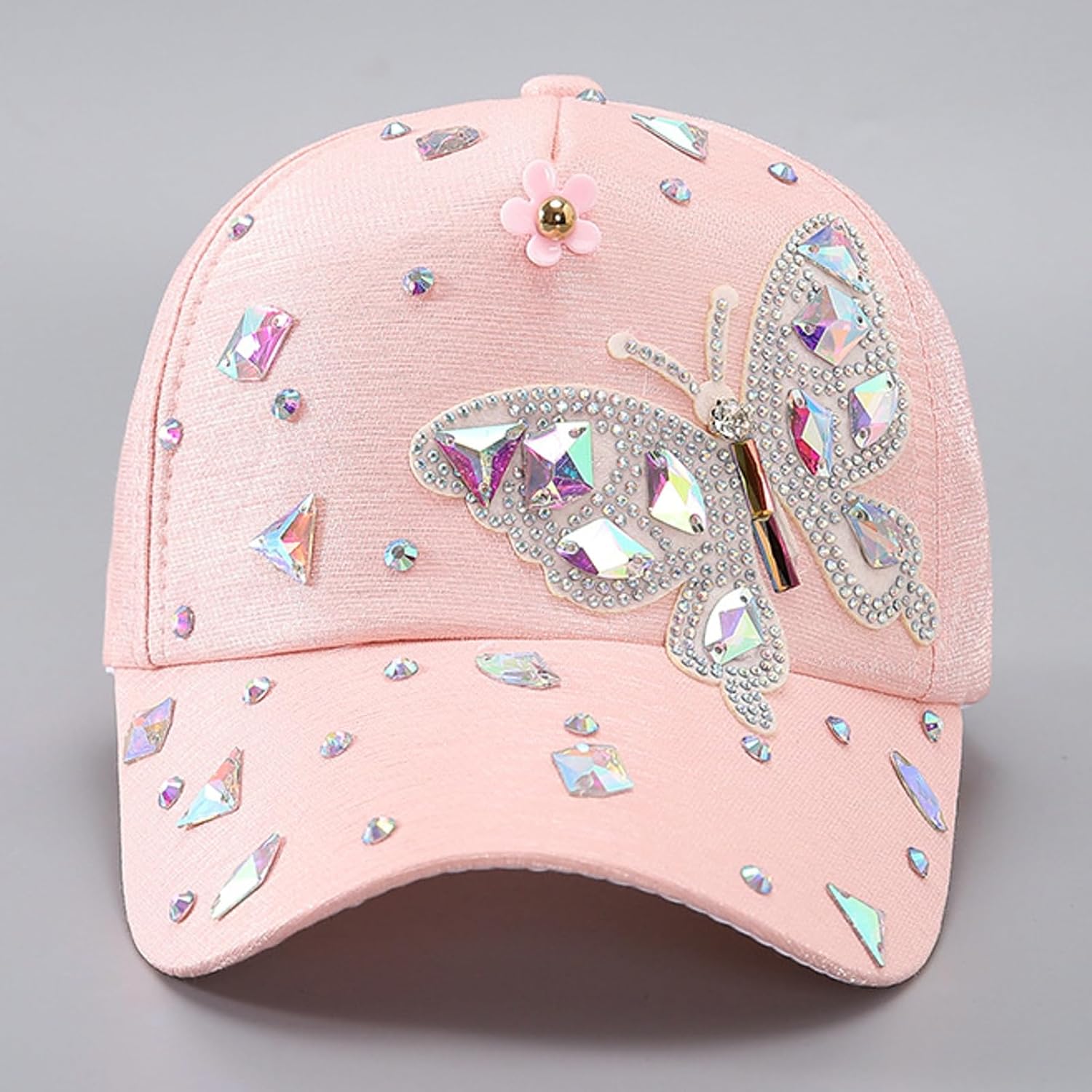 Colorful Rhinestone Baseball Cap Women Bling Butterfly Sequin Sun Protection Duckbill Hat Breathable Cotton - Image 3