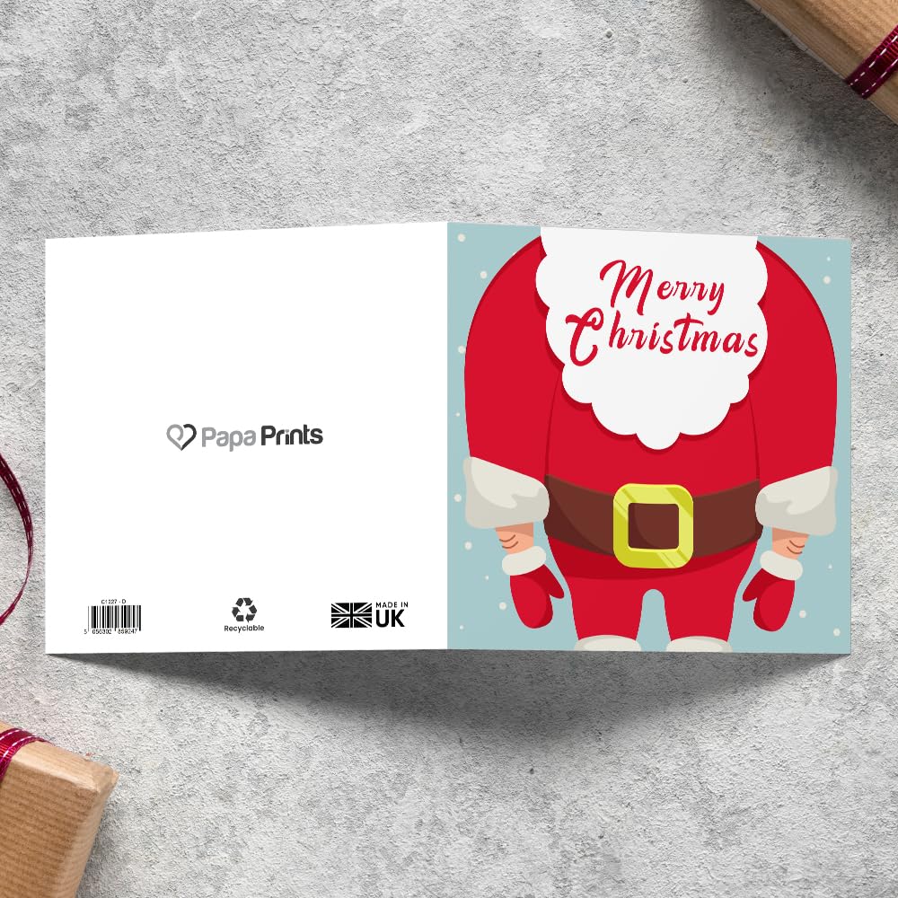 Papa Prints Class Christmas Cards Pack of 30 Mini Christmas Cards for Children (100 x 100 mm) Xmas Cards Multipack Santa Christmas Cards Pack with Envelopes - Image 3