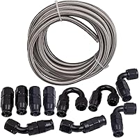 maXpeedingrods 8AN 20FT PTFE Braided Fuel Line Kit - E85 Compatible AN8 Stainless Fittings for Oil, Coolant, Transmission Lines