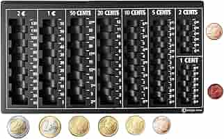 Vassoio Organizer Per Monete | 8 Scomparti | In Plastica | 33x18.5x2 Cm | Per Euro - Foto 10