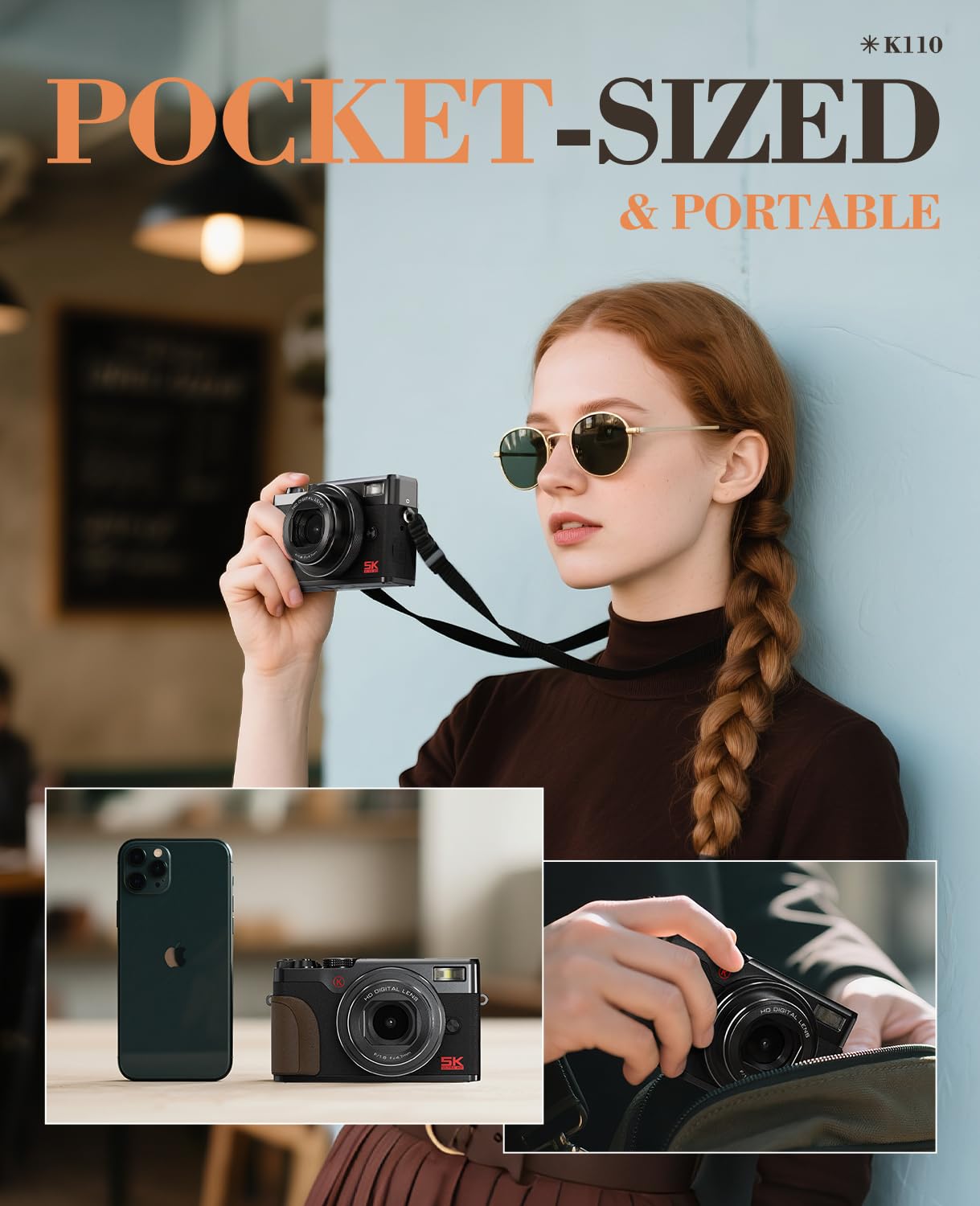 Fotocamere digitali da 64 MP per fotografia, fotocamere digitali autofocus 5K con scheda TF da 64 GB e 2 batterie, zoom 18x, fotocamera anti-shake per YouTube MC-US-K100C-BB-N5-A-2509