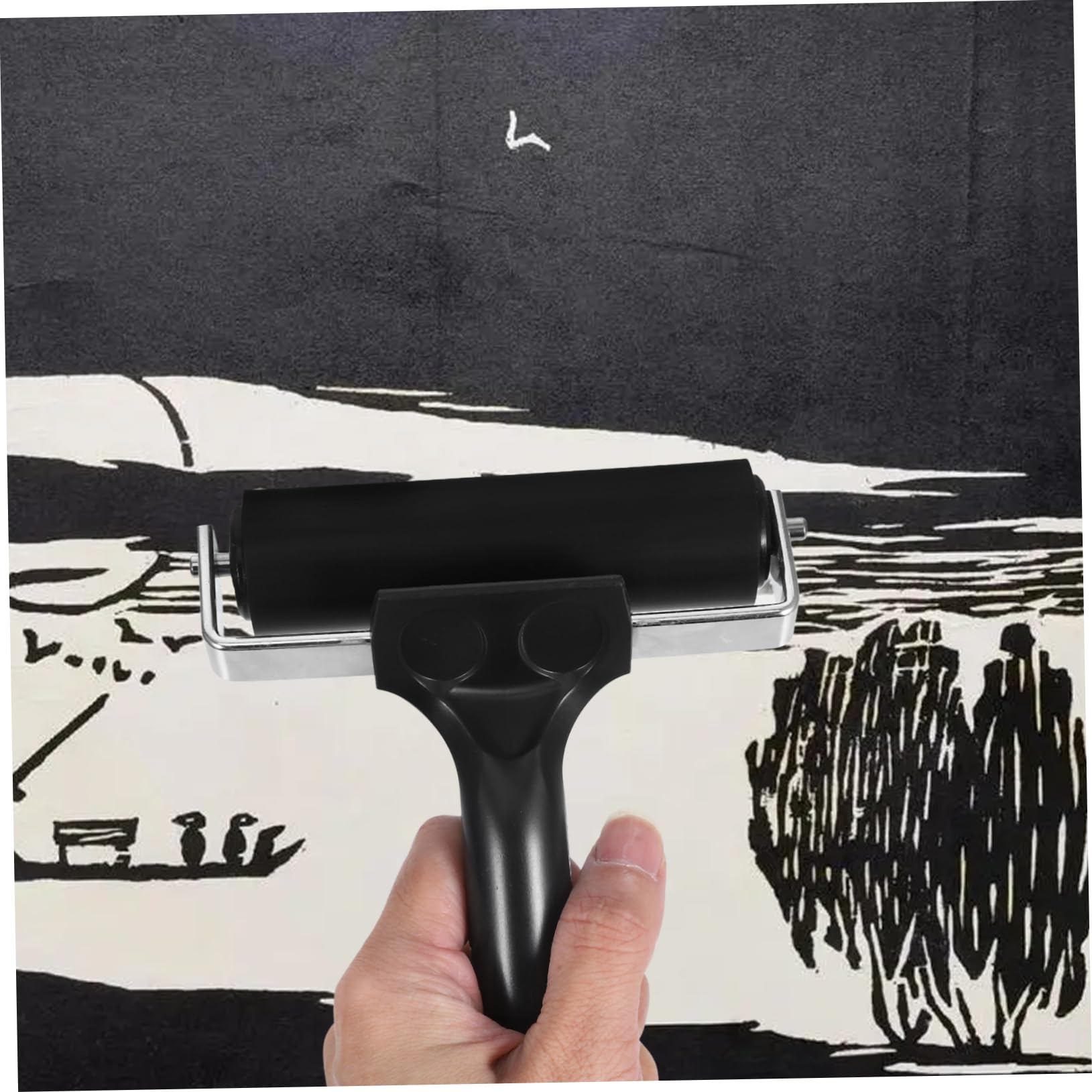 Rodillo de Tinta de Goma Negro 3 Piezas para Grabado y Pegamento