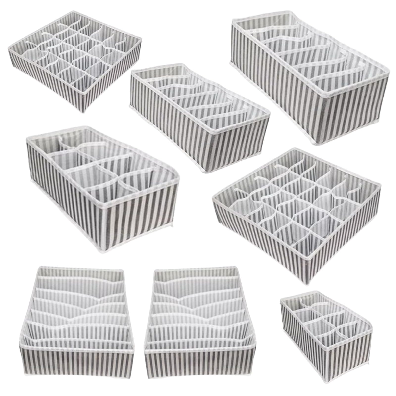 AYSO SMARTLY STORED Drawer Organizer Dividers - 4PCS/8PCS Foldable Fabric Storage Boxes for Closet & Dresser - Underwear, Bras, Socks, Ties, Scarves - Non-Woven Wardrobe Organizer Bins, Beige