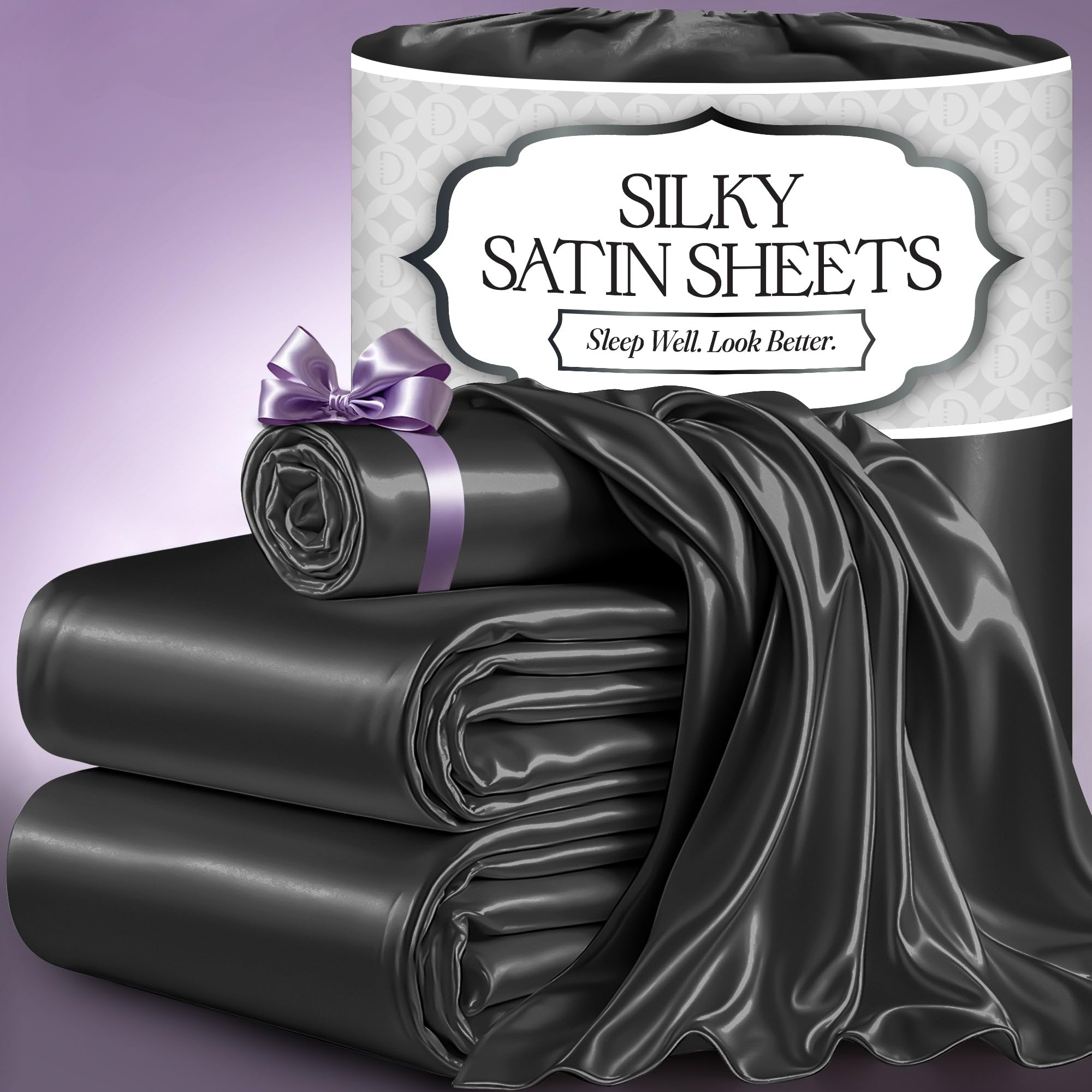 DECOLURE Satin Bed Sheets - 3 Piece Luxury Silky Twin Size Bedding Set - Softer Than Silk, Wrinkle-Free with 15” Deep Pocket Fitted Sheet, Perfect for Hair & Skin, Gifts for Women (Stone Grey)