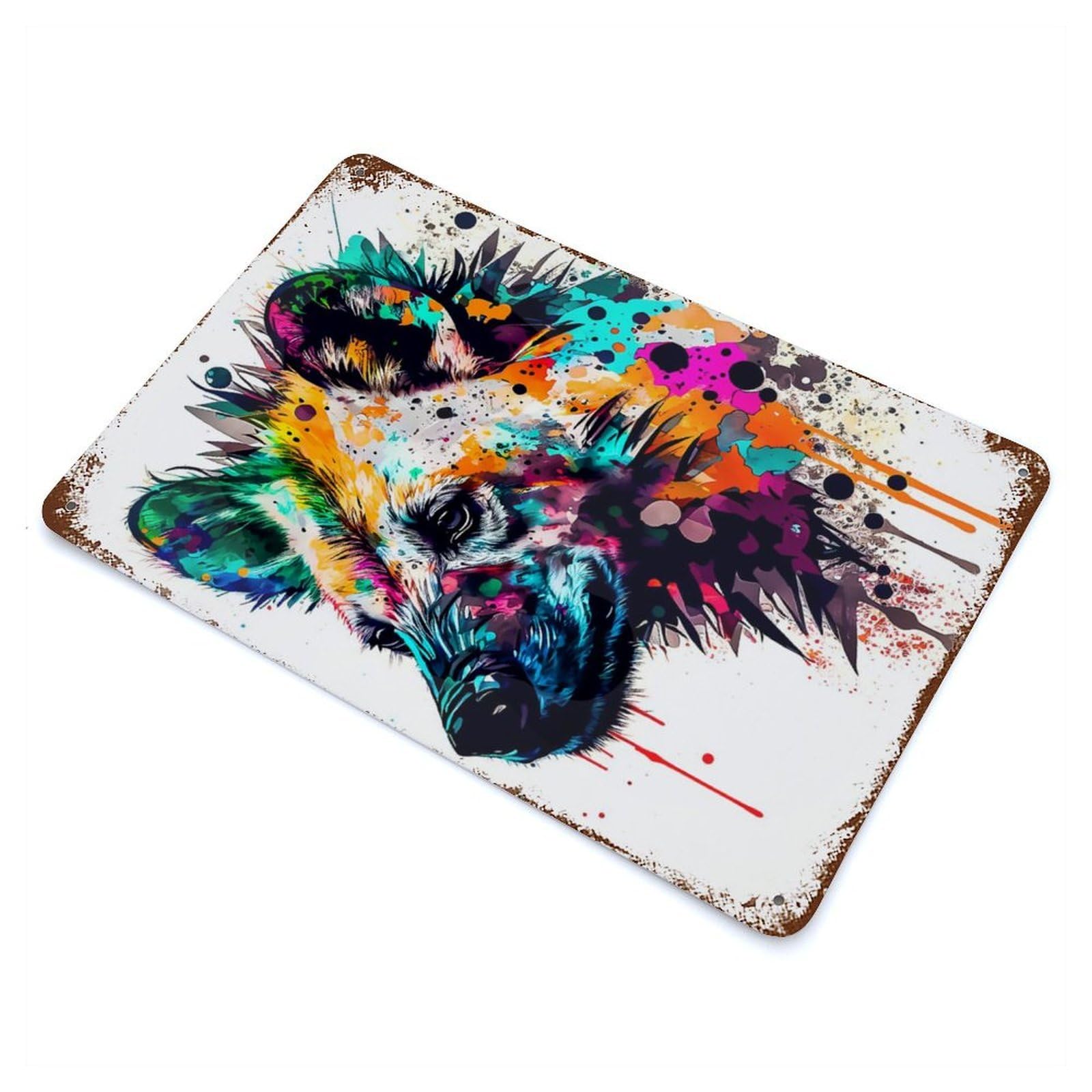 Hyena Rustic Tin Plaque 11.8"x7.9", Novelty Wall Decor for Garage, Pub Or Kitchen