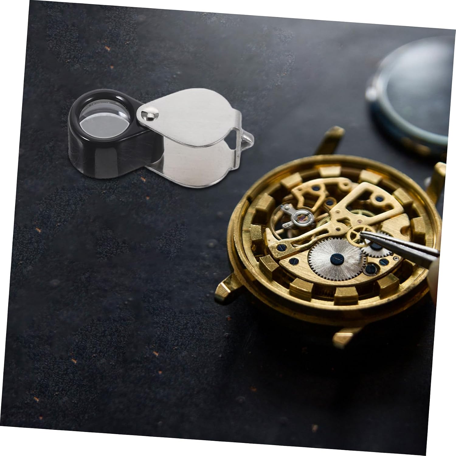 14x Jeweler Optics Loupe with Glass Magnifying Lens and Leather Case, Handheld Foldable Jewelry Magnifier for Coins and Crafts, Professional Loupe for Jewelers and Hobbyists