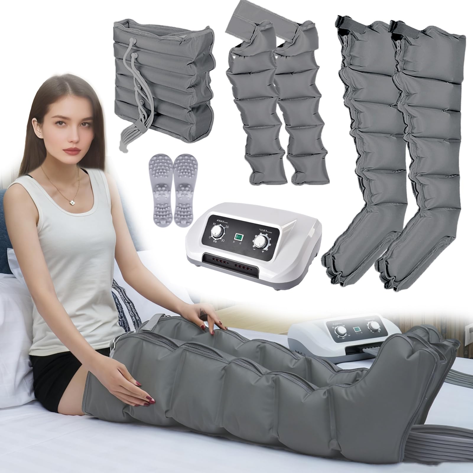 Botas Presoterapia Piernas Y Abdomen Casa XL, Masajeador De Compresión De Aire para Pies Y Piernas | Presoterapia para Casa Botas Compresión Presoterapia | Drenaje Linfatico Presoterapia
