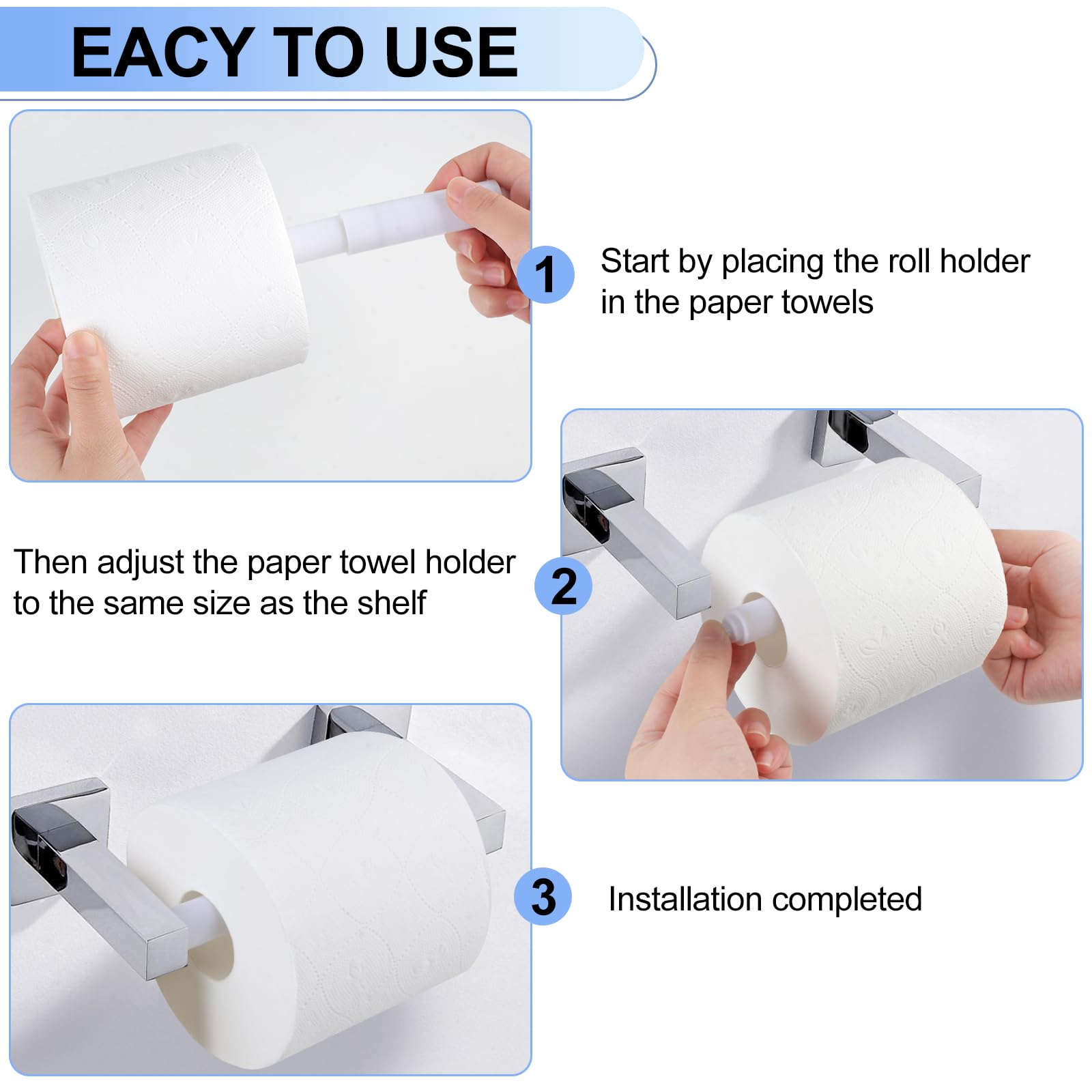 Paquete de 4 soportes para papel higiénico, varilla de resorte, repuesto de rodillo de papel higiénico blanco, varilla de repuesto de plástico para papel higiéni 5