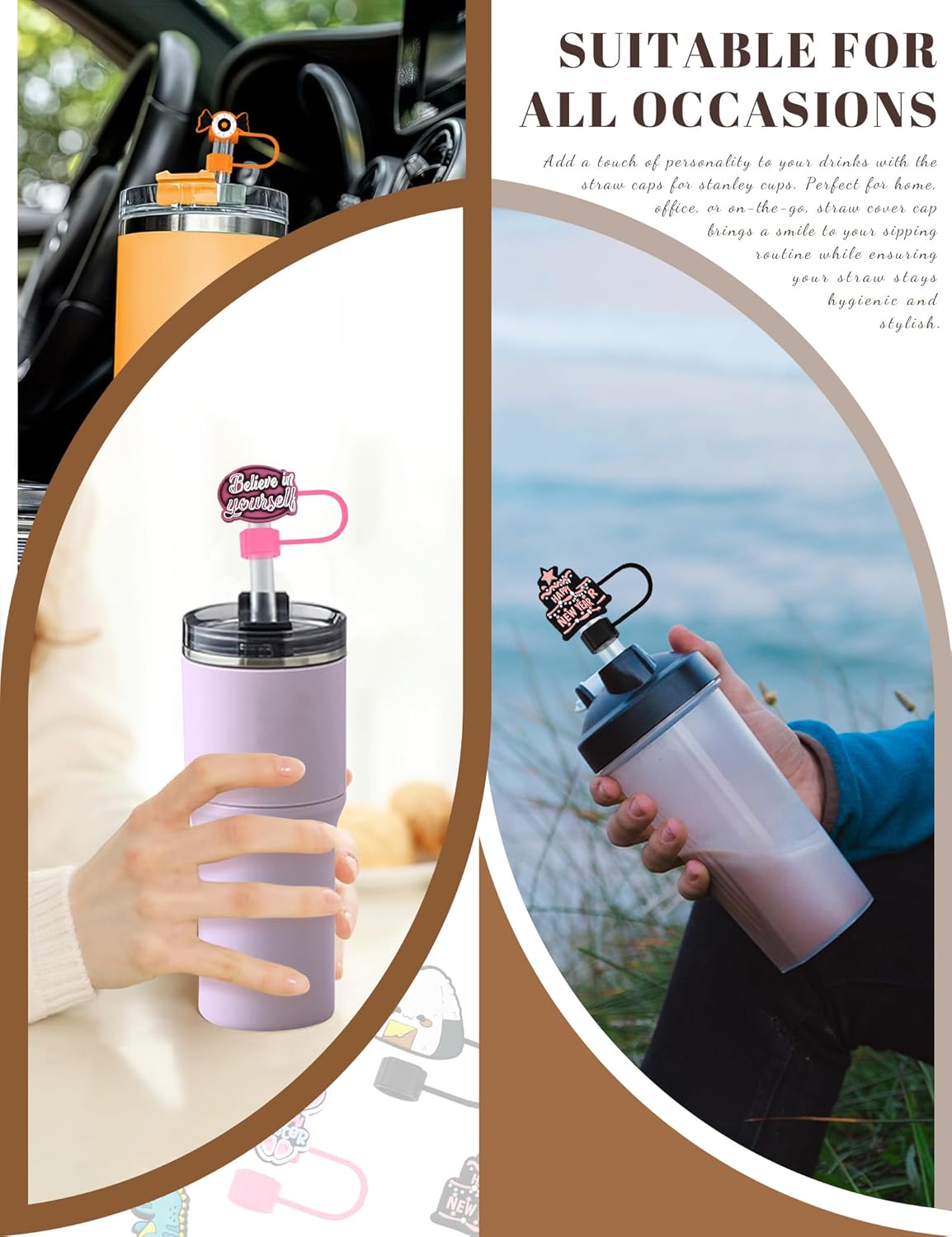 20Pcs Random Different Straw Cover Toppers for Stanley 30&40 oz Tumbler Cute Cartoon Straw Covers Cap 10mm/0.4in Dust-Proof Reusable Lids - Image 7