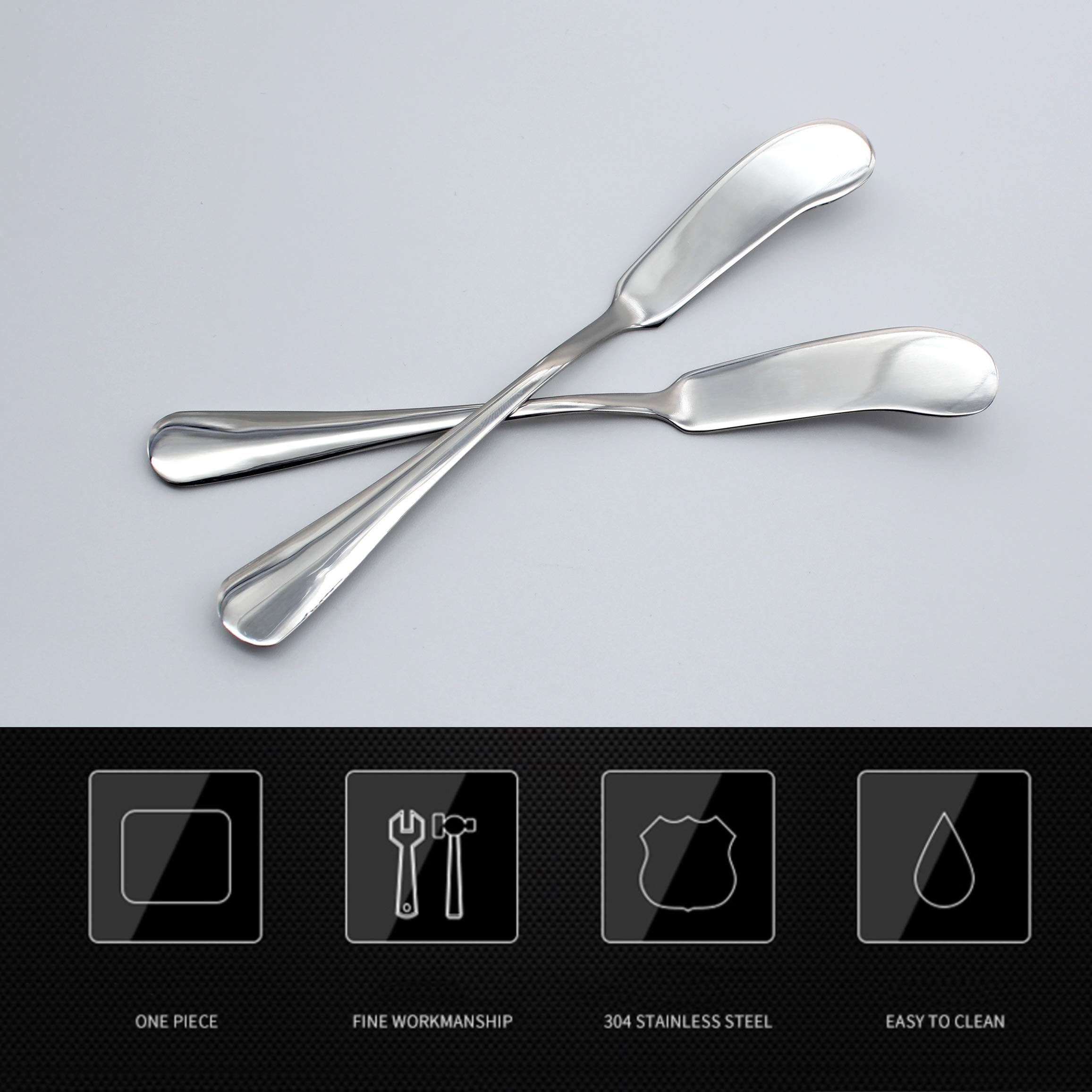 BESCH 6 Cuchillos de Mantequilla de Acero Inoxidable 16.5 x 2 cm (Cuchillo de Mantequilla)