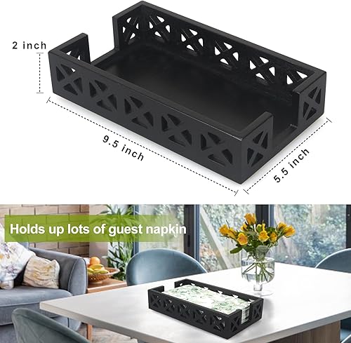 Miniatura 4 de Toallero de invitados para servilleteros de baño, moderno, desechable, para toallas de mano, cesta de madera negra para servilletas de papel de