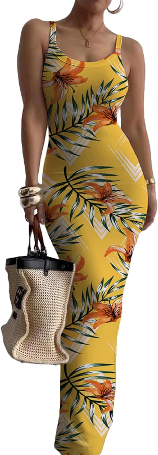 HTD Women Summer Sexy Maxi Bodycon Long Dress Casual Slip Dresses