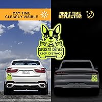 Vista 4 de 3 calcomanías reflectantes para auto con texto en inglés "Please Be Patient Keep Distance New Driver (Please Be Patient Keep Distance New Driver)