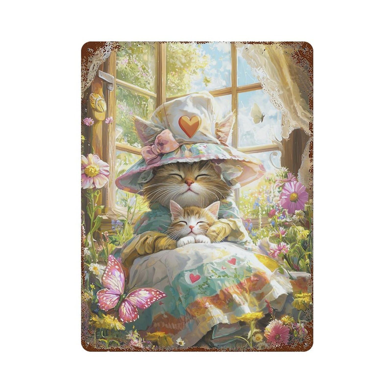 Cat Garden Dreamscape Retro Metal Sign 15.7"x11.8", Ideal for Basement, Hobby Room And Garage Decor