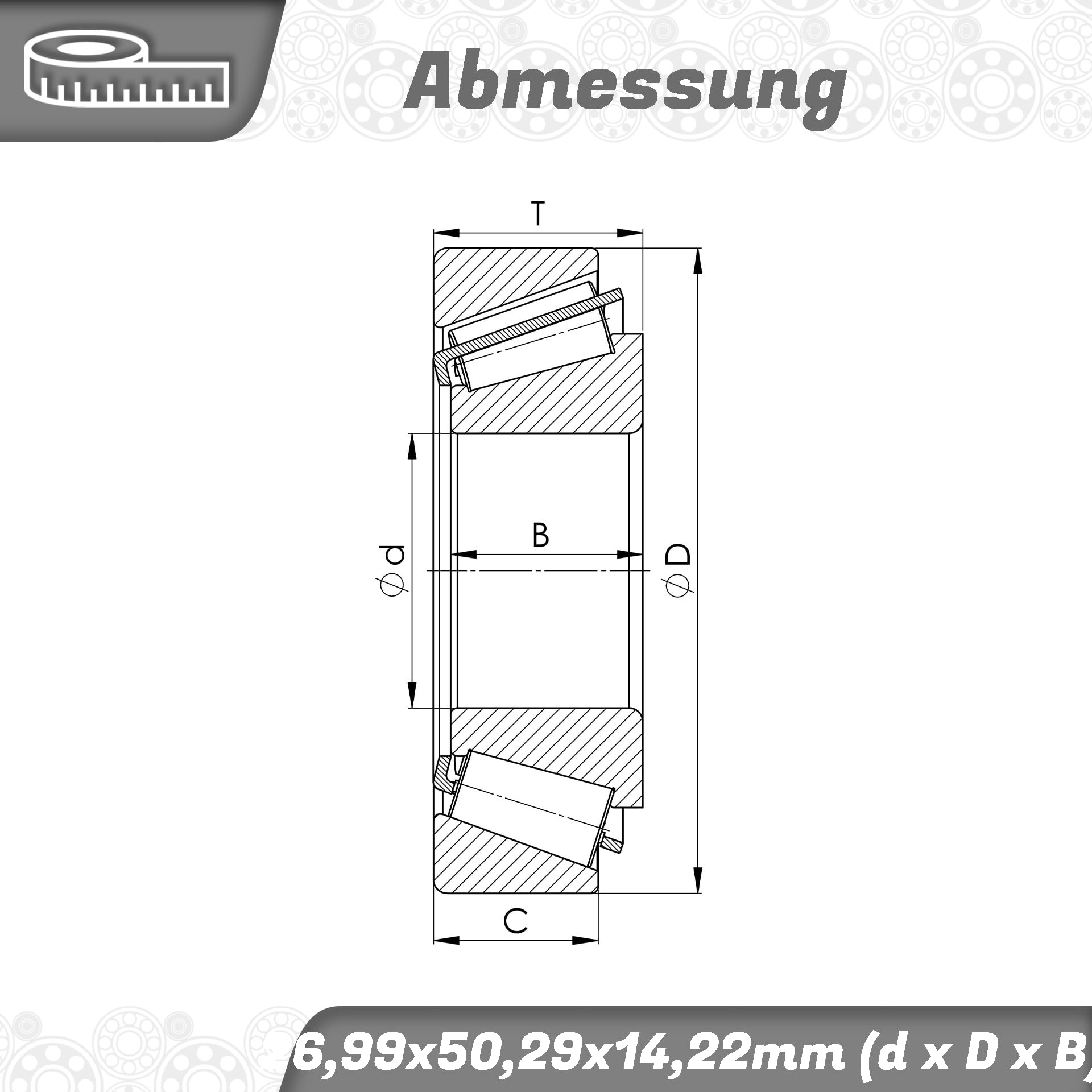 Roulement à rouleaux coniques L (L44649R/L44610R - 26,99 x 50,29 x 14,22)