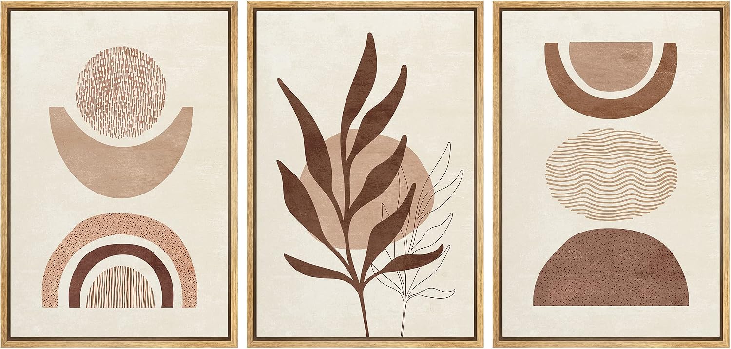 Amazon.com: wall26 Framed Canvas Print Wall Art Set Mid-Century Ocean ...