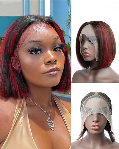 Miniatura 48 de Evala Bob Wig Human Hair Black Bob Lace Front Wig 10 inch Middle Part Short Bob Wig 13x4x1 Frontal Lace Wig #1 Jet Black Color Bob Wigs 150% Density