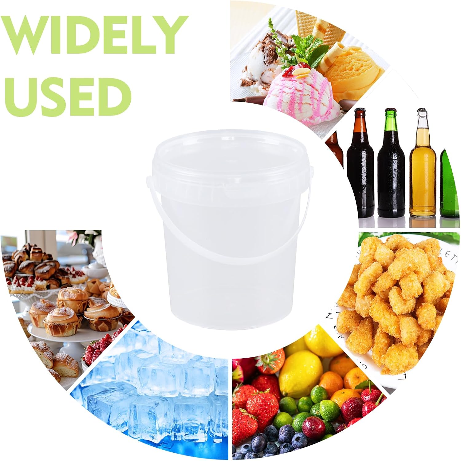 20 Pack Plastic Rum Buckets for Drinks, 27OZ Cocktail Buckets Reusable Smoothie Bucket with Lid and Handle, Ice Cream Pails for Halloween Football Parties Bar Beer