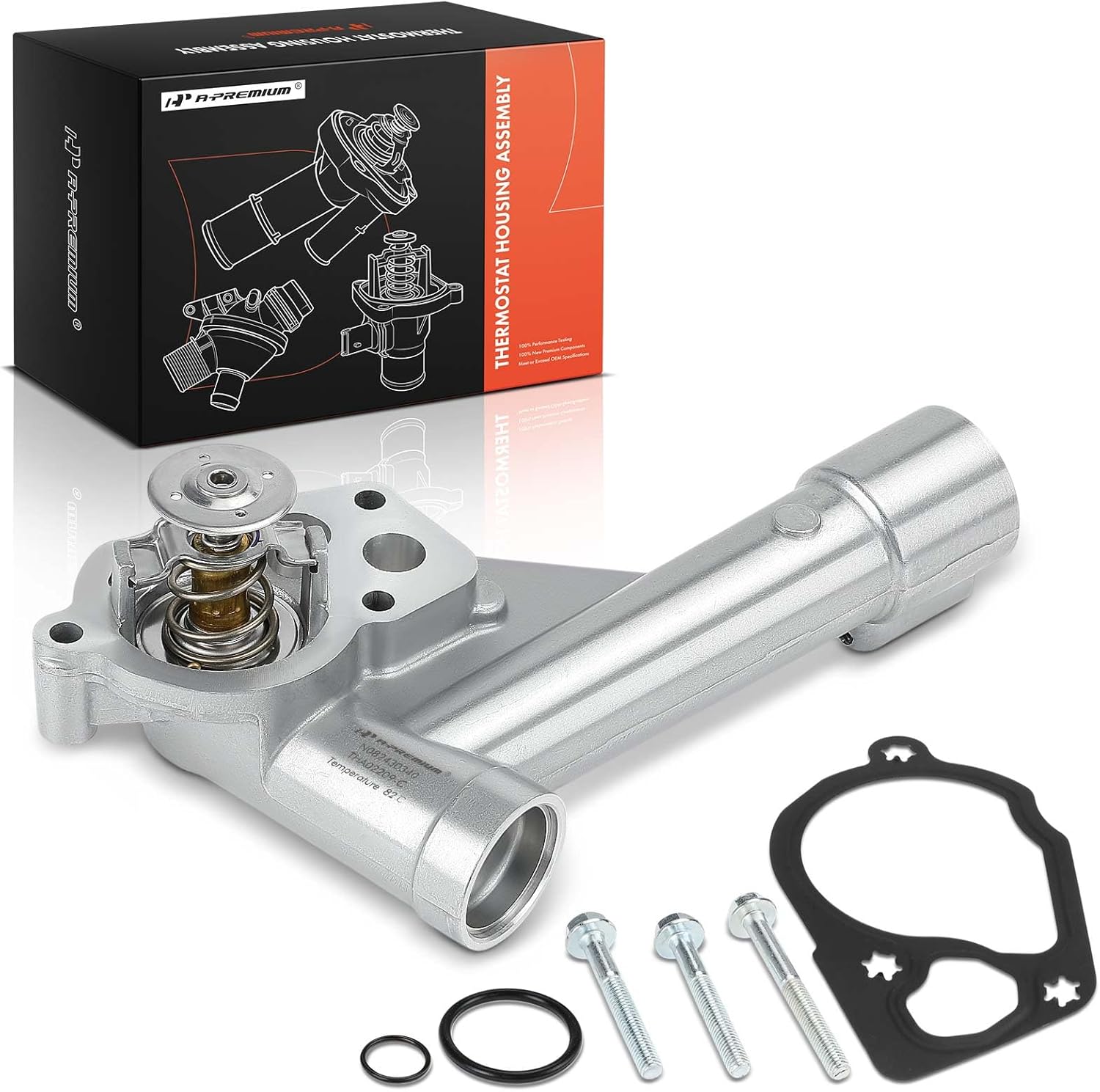 A-Premium Engine Coolant Thermostat Housing Assembly with Gasket and O-ring Compatible with Chevrolet Caprice 2012-2017 & Pontiac G8 2008-2009, 3.6L
