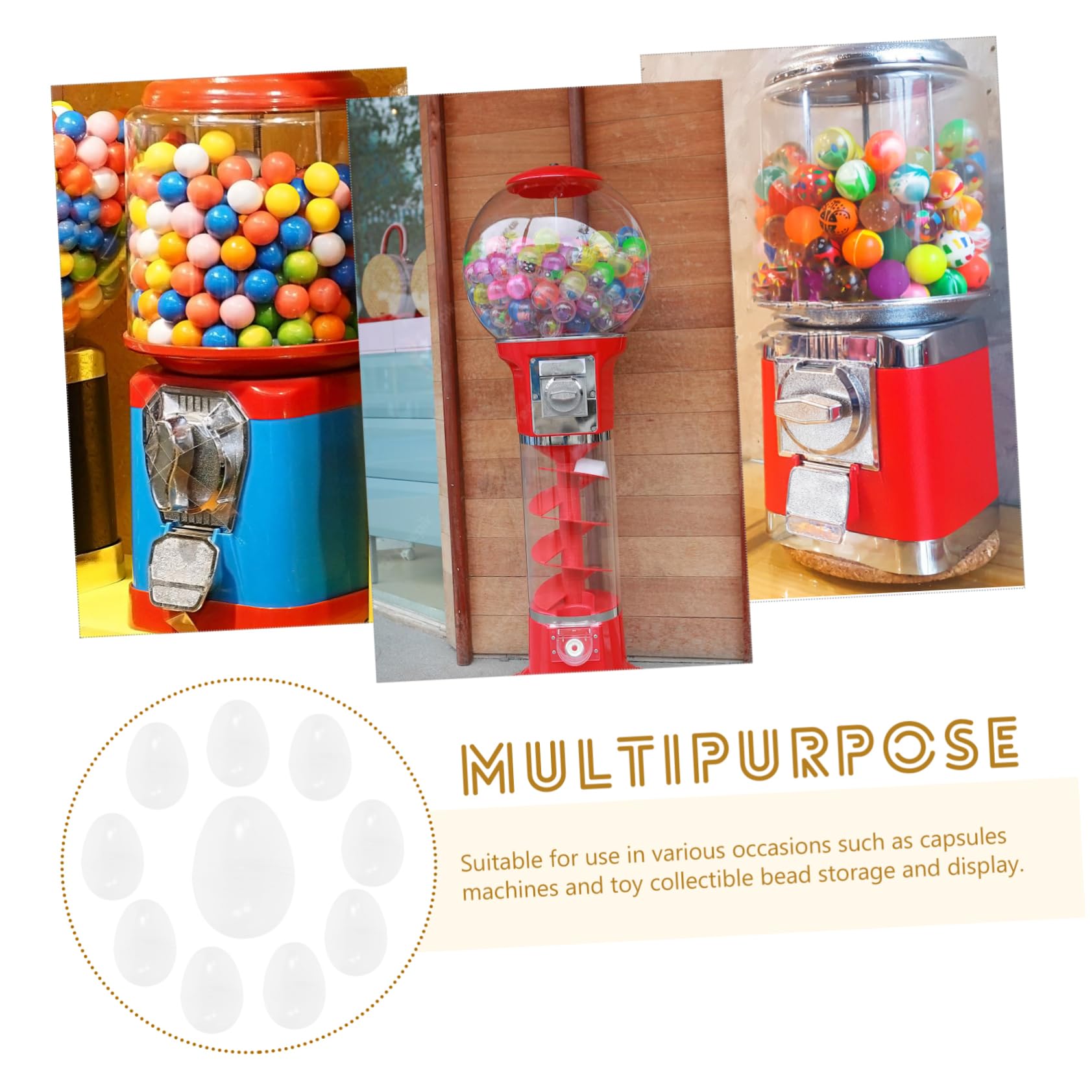 PRETYZOOM 50pcs Transparent Fillable Multi-Purpose Eggshell Storage for Party Favors Easter Ornaments and Vending Machines for Collectibles and Item