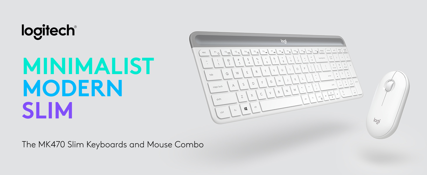 Logitech MK470 Slim Draadloos Toetsenbord en Muis Grijs QWERTY