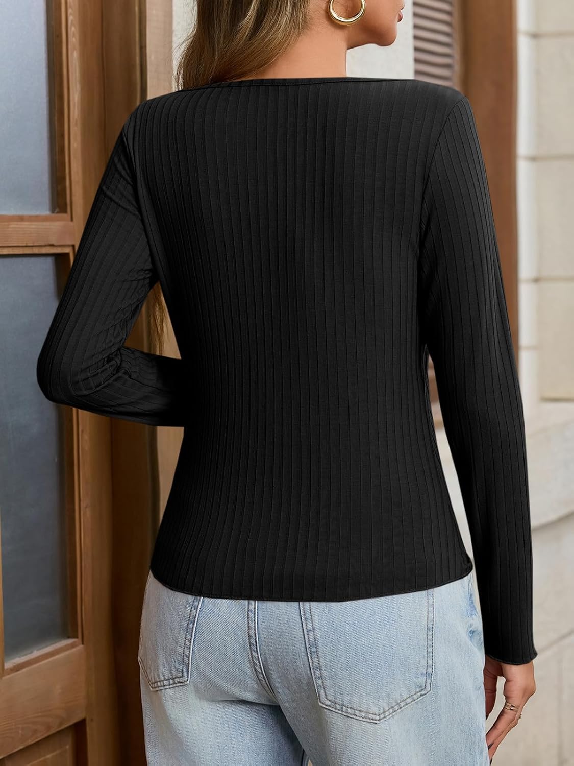 Womens Cardigans Button Down Long Sleeve Ribbed Shirts Cute Lighweight Fitted Y2K Fall Tops - Image 7