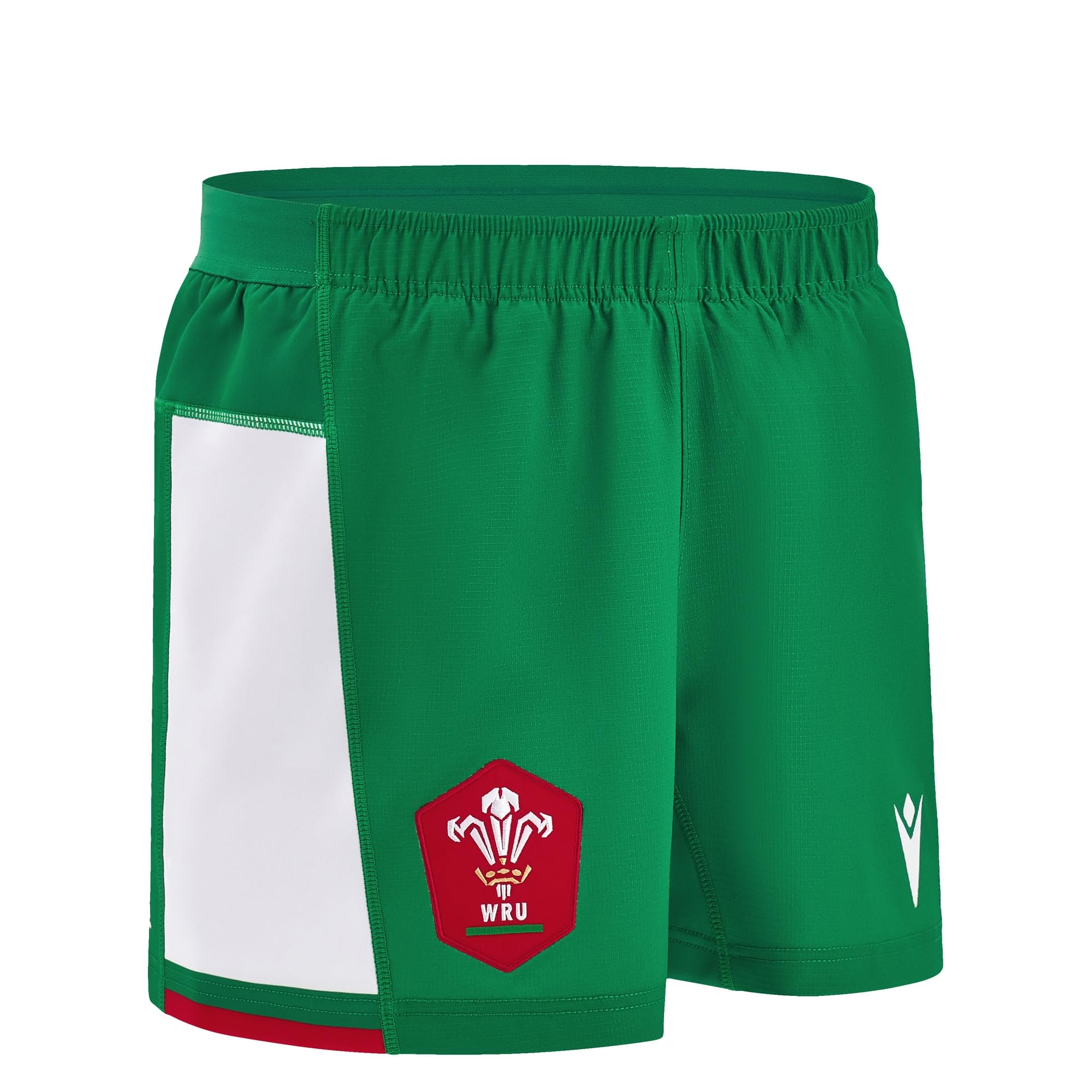 Macron Wales WRU 2024/25 Kids Six Nations Away Rugby Shorts (UK, Age, 12 Years, Regular, Green)