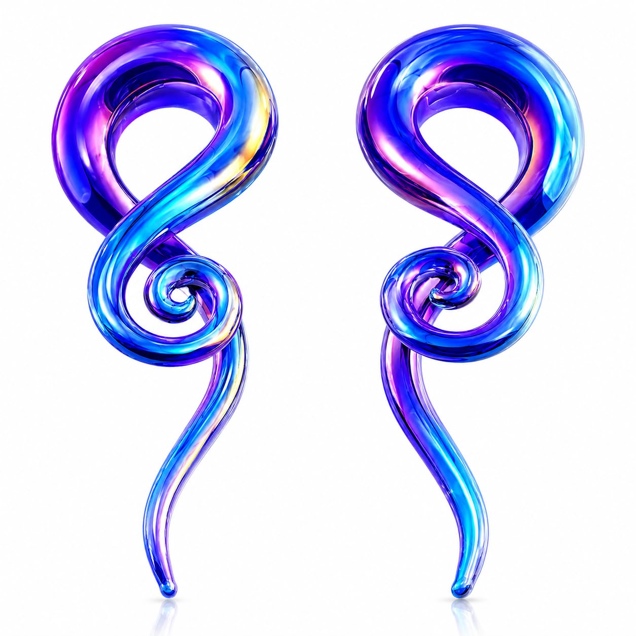 YOFANST 2 Stück 4G 1,3 cm mehrfarbige Glas-Spiralspirale Expander für Piercing, handgefertigtes Piercing