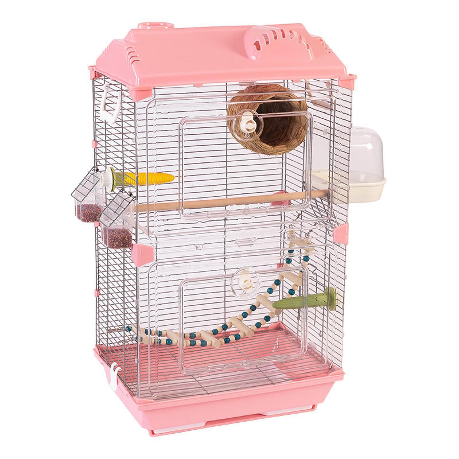 Gabbia per uccelli artigianale, nido per pappagalli, ara, con supporto, accessori, facile manutenzione e buona ventilazione, robusta e portatile, mangiatoia per uccelli,