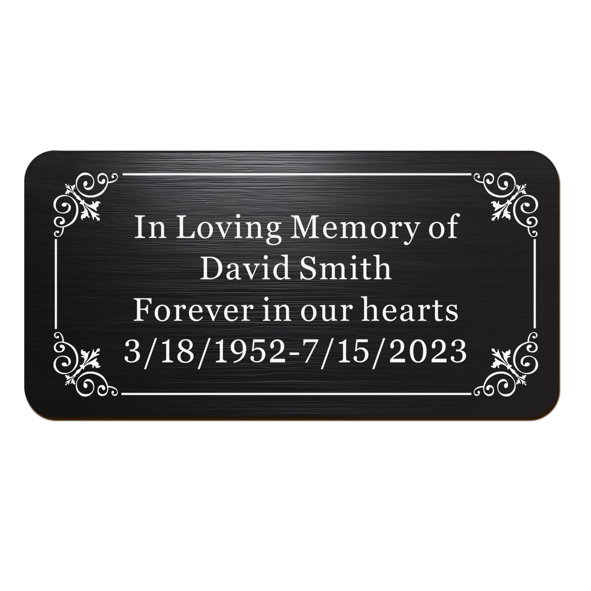 Engraved Name Plates for Urns 2" x 4" Custom Plaque Trophy Plates Engraved Urn Name Plate Custom Engraved Plate Personalized Engraved Brass Plaque (Round Corner-Black, 2x4 in)